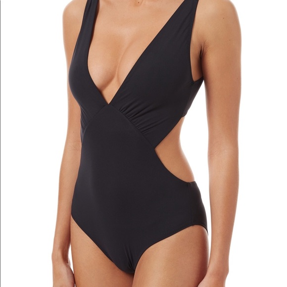 DELMAR BLACK V-NECK CUT OUT SWIMSUIT - Picture 2 of 4